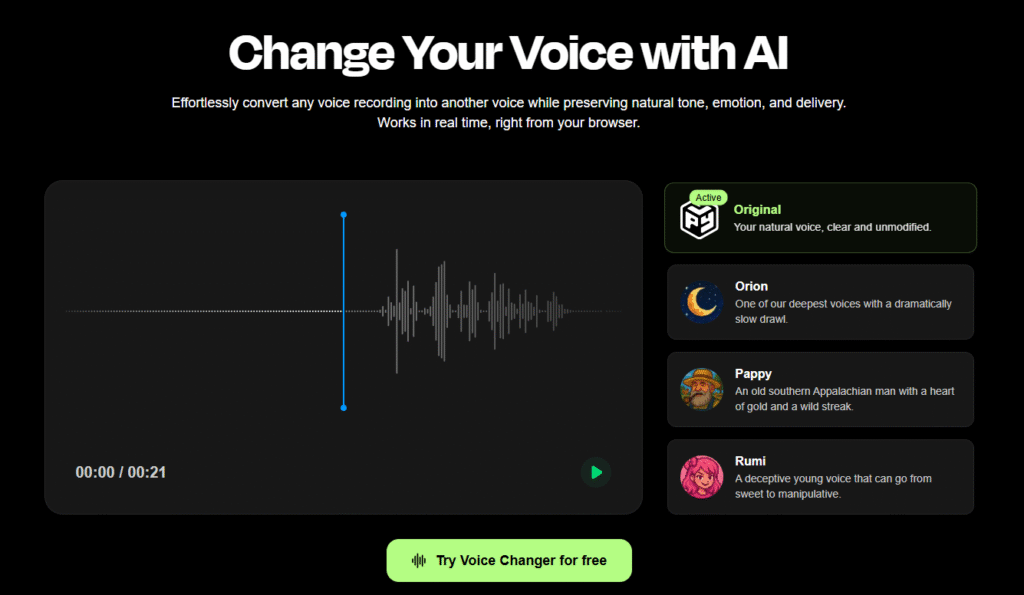 PlayHT AI voice change feature