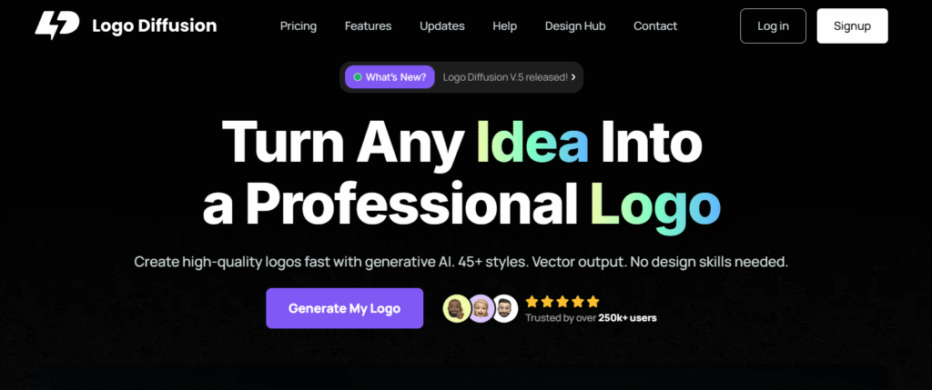 Image is logo diffusion ai homepage snap